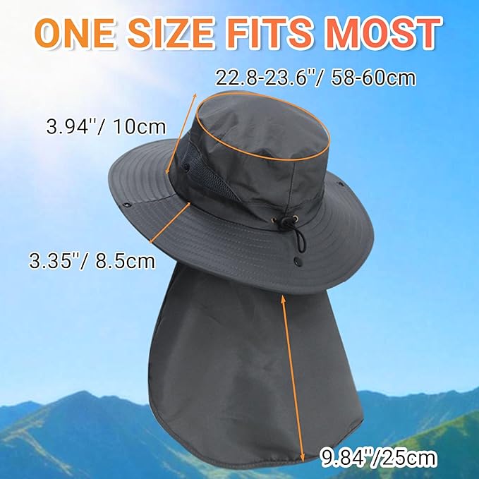 NPQQUAN Sun Hats for Men Women with Neck Flap UPF 50+ UV Protection Wide Brim Bucket Hat Safari Hiking Fishing Hats