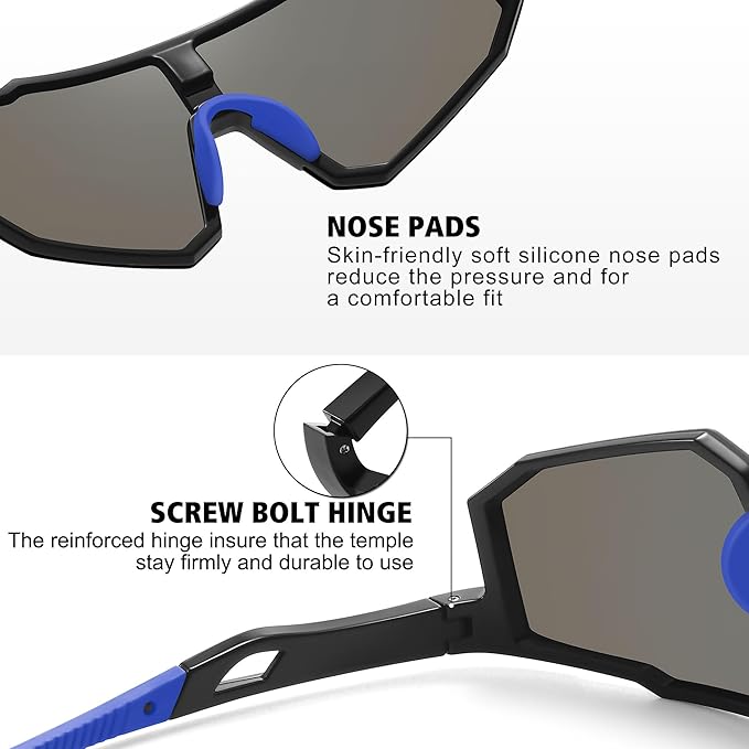STORYCOAST Polarized Sports Sunglasses for Men Women,Driving Fishing Cycling Mountain Bike Sunglasses UV400 Protection
