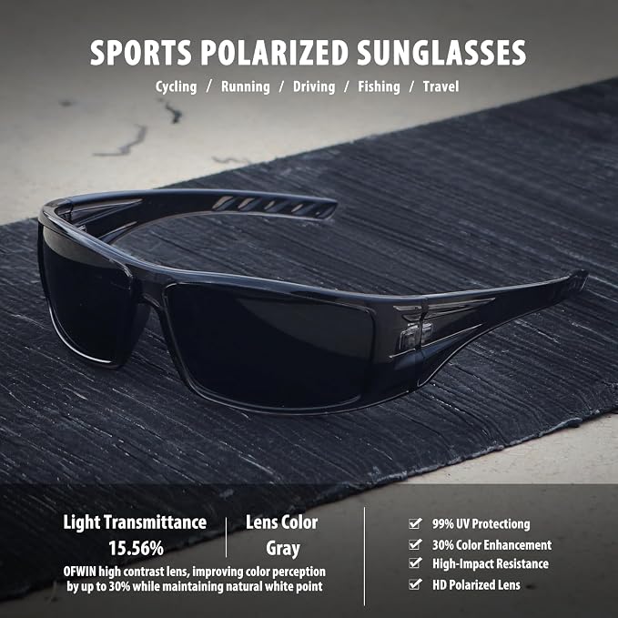 Polarized Sports Sunglasses for Men Women Unbreakable Frame Cycling Fishing Wrap Around Sunglasses UV400 Protection