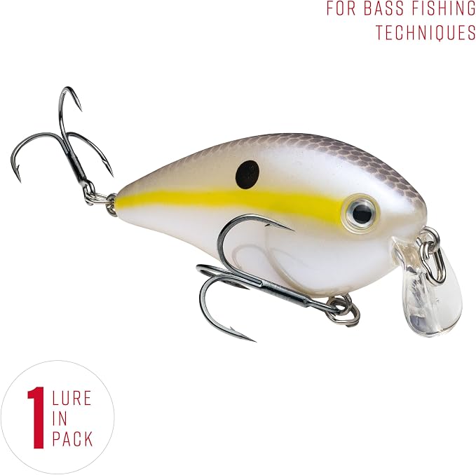 Strike King KVD 2.25 Shallow Fishing Lure, Shallow Running Squarebill Crankbait, Chartreuse Shad, 3/8-Ounce