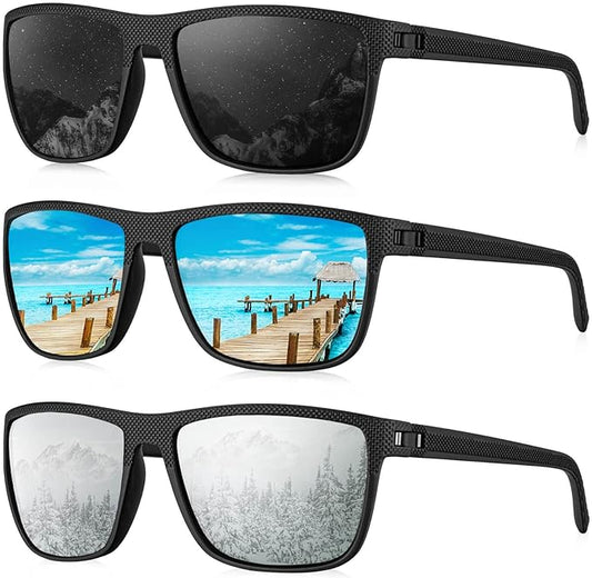 KALIYADI Polarized Sunglasses for Men, Lightweight Sun Glasses with UV Protection for Driving Fishing Golf