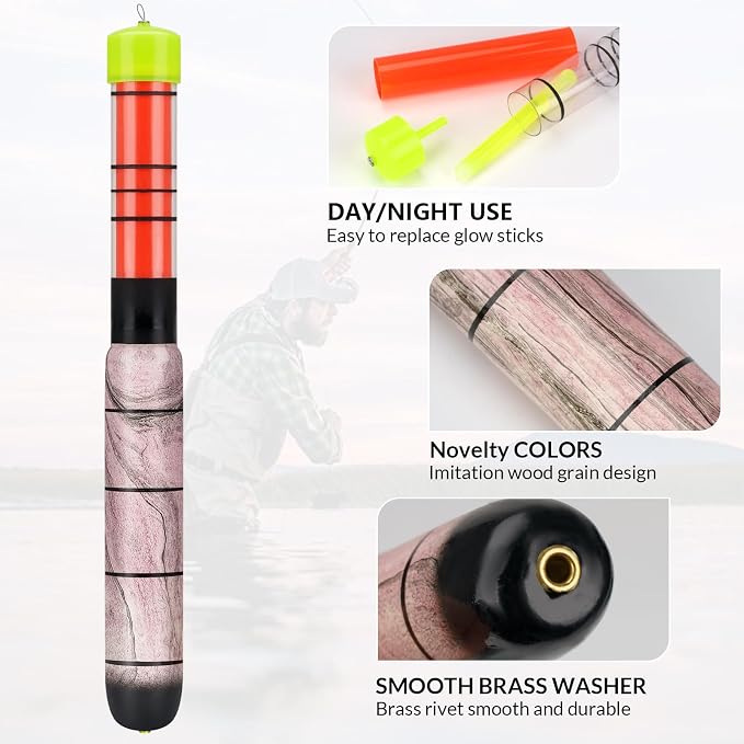 QualyQualy Lighted Fishing Floats for Catfish, 3-5PCS Fishing Pole Floats Glow in Dark Fishing Bobber with Glow Sticks for Freshwater Saltwater
