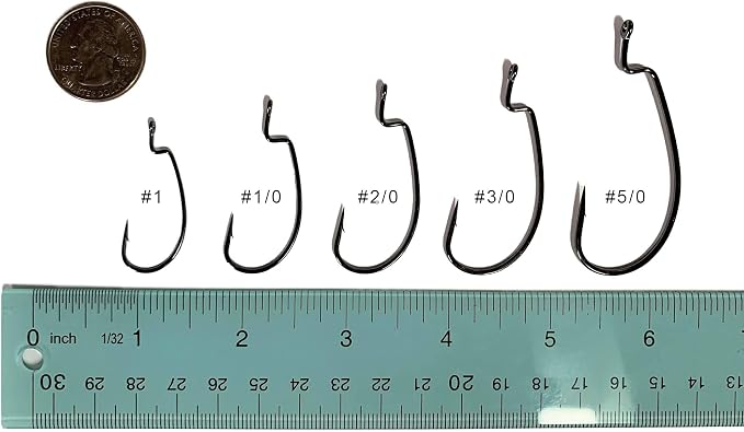 Angler's Grotto EWG Offset Shank Worm Hook | 15/25 Count Per Pack | Freshwater Saltwater Fishing Hooks | High Carbon Steel Extra Strength | Size #1#1/0#2/0#3/0#4/0#5/0
