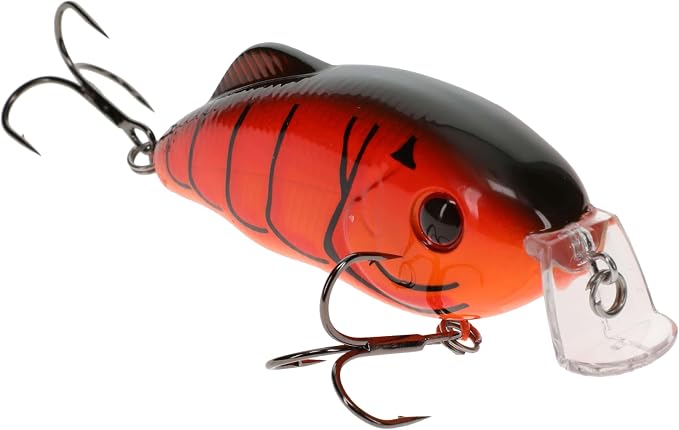 Strike King Hybrid Hunter Shallow Jr. Fishing Lure, Shallow Diving Crankbait, 90-Degree Bill, 3D Eyes, Loud Rattle, Dives 1 to 3-Feet,Size 4 & 6 Treble Hooks