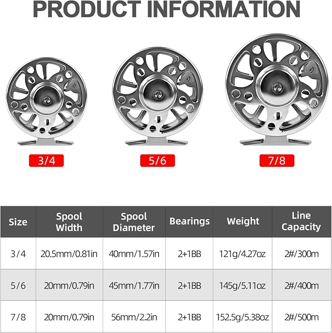 Fly Fishing Reel 2+1BB CNC-machined Aluminum Alloy Lightweight Fly Reel