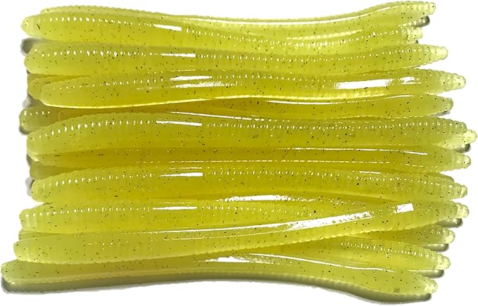 20 Pcs 6.25" Drop Shot Finesse Worms (Scented, Floats) Soft Plastic Baits for Bass Fishing