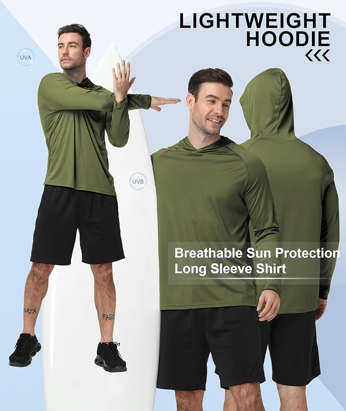 ZITY 5 Pack Mens UPF 50+ Hoodie Shirts Sun Protection Fishing Shirt Fast Dry Lightweight for Athletic Hiking Workout