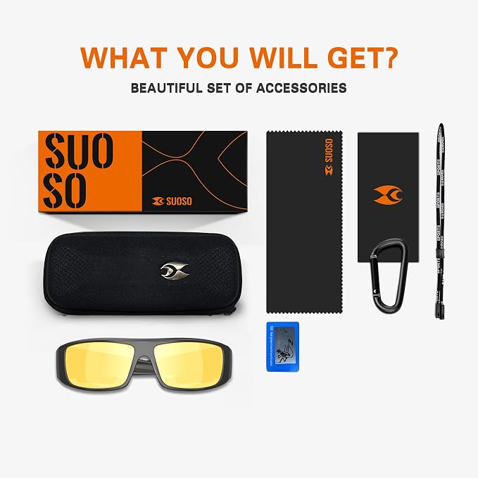 suoso Polarized Fishing Sunglasses for Men: Women UV400 Protection Wrap Around Sports Sun Glasses for Golf Driving Cycling