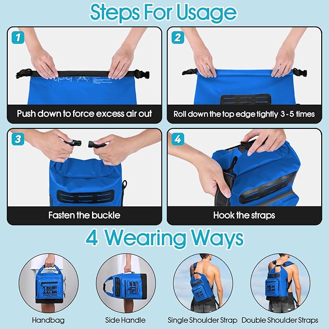MORXPLOR Dry Bag Waterproof,5L/10L/20L/30L/40L/55L Roll Top Dry Bag Backpack with WaterProof Phone Case for Swim,Kayak