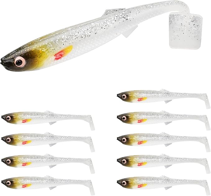 TRUSCEND Shadtale Easy Catch Soft Fishing Lures, Unique Vibration and Action for Various Rigs, Paddle Tail Swimbaits Trailer for Bass, Trout, Crappie, Walleye, Redfish, Saltwater & Freshwater Fishing