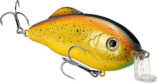 Strike King Hybrid Hunter Shallow Jr. Fishing Lure, Shallow Diving Crankbait, 90-Degree Bill, 3D Eyes, Loud Rattle, Dives 1 to 3-Feet,Size 4 & 6 Treble Hooks