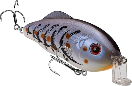 Strike King Hybrid Hunter Shallow Jr. Fishing Lure, Shallow Diving Crankbait, 90-Degree Bill, 3D Eyes, Loud Rattle, Dives 1 to 3-Feet,Size 4 & 6 Treble Hooks