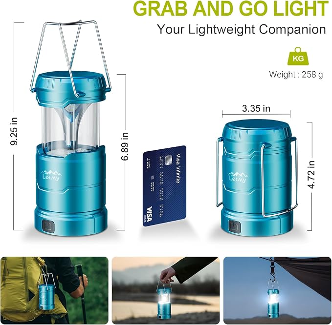 LETMY LED Camping Lantern for Power Outages, 3 Color Modes & Dimmable Battery Powered Lantern, IPX4 Waterproof & Collapsible, Lanterns Flashlight Survival Kits for Emergency Hurricane Hiking, 4 Pack