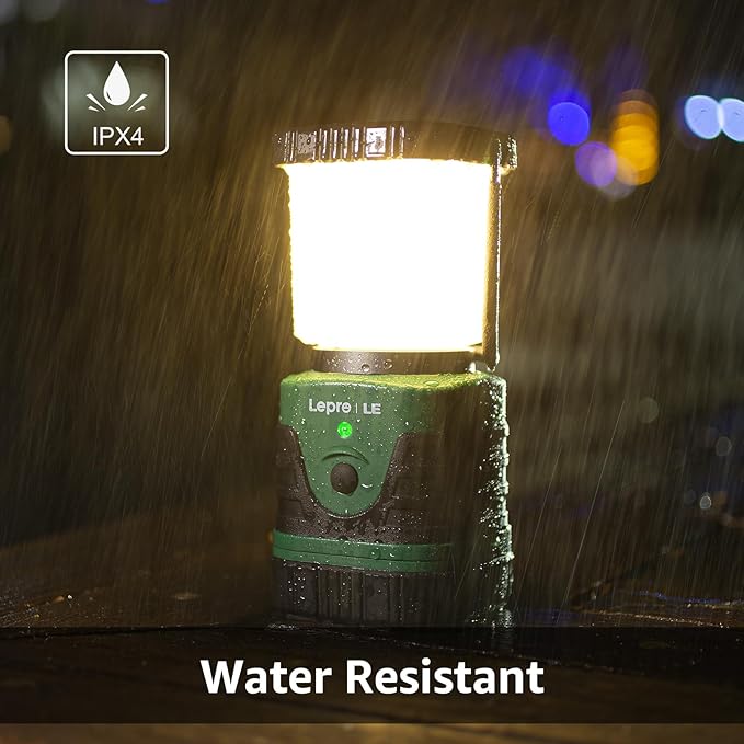 Lepro 1000LM LED Camping Lantern Rechargeable, 4400mAh Green Tent Light with 4 Light Modes, Waterproof Lantern Flashlight for Hurricane Emergency, Camping Essentials, USB Cable Included