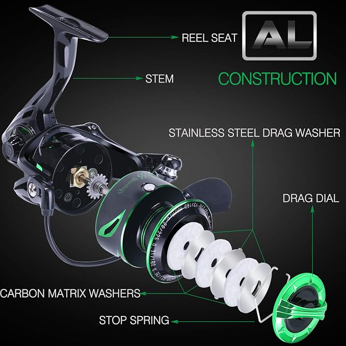 Sougayilang Fishing reels Light Weight Saltwater Spinning Reel - 39.5 LB Carbon Fiber Drag,12+1 BB Ultra Smooth All Aluminum Inshore Reel