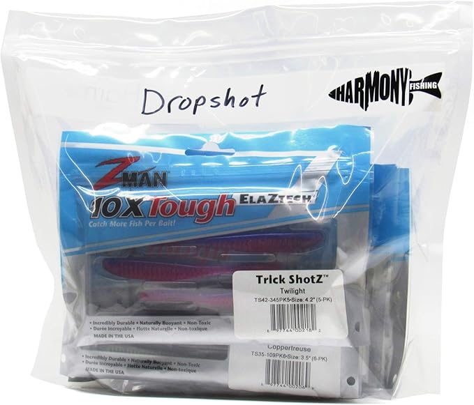Harmony Fishing Bait Bags (10 Pack) - Durable Clear Storage Bag Organizers for Soft Plastic Baits, Lures, Tackle, and Fishing Accessories