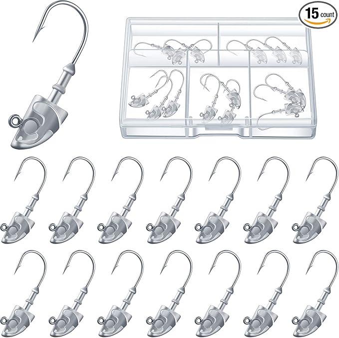 15 Pieces Swimbait Jig Head Lead Jig Head Bait Lead Weighted Hooks Spin Fish Jig Heads for Saltwater and Freshwater