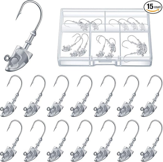 15 Pieces Swimbait Jig Head Lead Jig Head Bait Lead Weighted Hooks Spin Fish Jig Heads for Saltwater and Freshwater