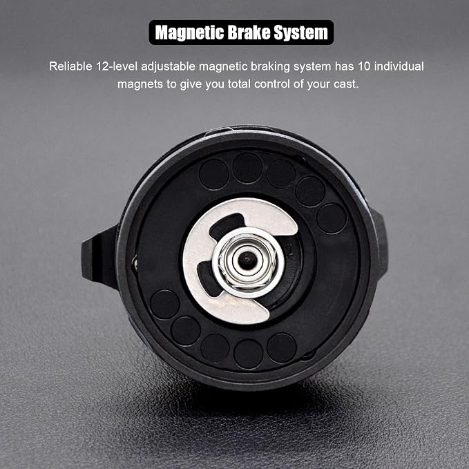 Carbon 380 Baitcasting Fishing Reel, 7.2:1 Gear Ratio, Up to 39 Lbs Max Drag, Magnetic Brake, Lightweight Carbon Fiber Frame and Side Covers, Deep Spool Large Capacity Saltwater Casting Reel