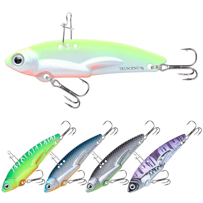 TRUSCEND Vibespinner Easy Catch Fishing Lures with BKK Hooks, Tail Spinner Baits with 4 Actions, Vibrating Swimming Flashing & Jigging for More Bites, Spoon Lures for Bass Trout Crappie Walleye Pike