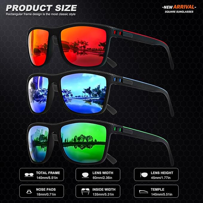 Polarized Sunglasses for Men, UV Protection Lightweight Sun Glasses for Driving Fishing Golf