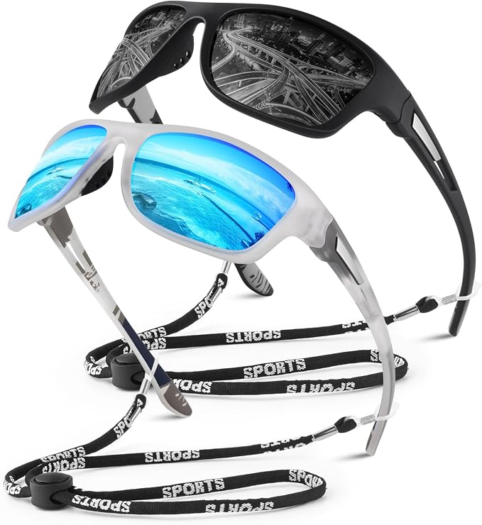 WEAROYO Polarized Sports Sunglasses for Men Women,Fishing Driving Rectangular Goggles UV400 Protection