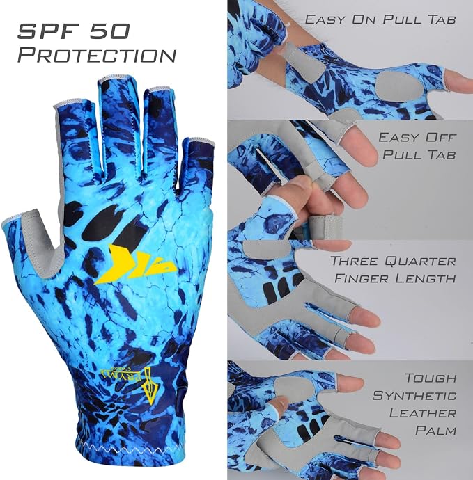 KastKing Sol Armis Sun Gloves UPF50+ Fishing Gloves UV Protection, Sun Protection for Outdoor, Kayaking, Rowing