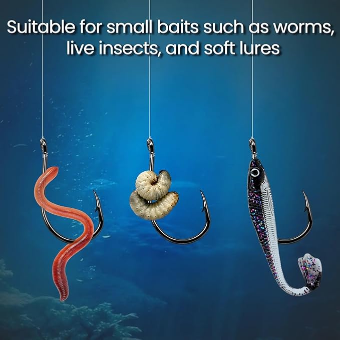 FishTrip Octopus Baitholder Fishing Hooks, 50/100pcs Bait Holder Hook Sharp Double Barbed High Carbon Steel Offset Circle Hooks Live Bait Fish Hooks for Freshwater Saltwater Size 8-5/0