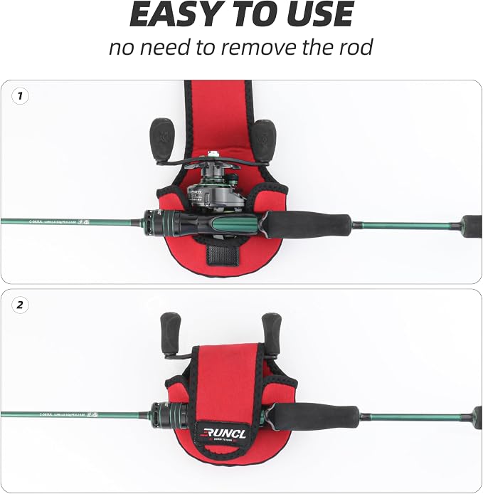 RUNCL Baitcasting Reel Bag – Protective Storage Pouch for Baitcasting Reels & Spinning Reels, Lightweight & Durable, Ideal for Freshwater & Saltwater Fishing Trips (Red & Black)