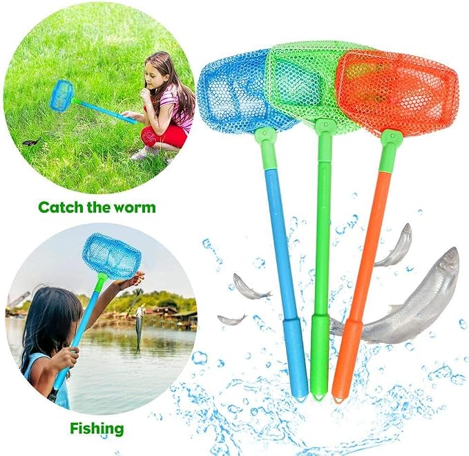 Fishing Net, TSYAN Bug Net Catching Crab Insect Nets Beach Toys Floating Bait Butterflies Colorful Nets for Kids Outdoor Playing 16 inches