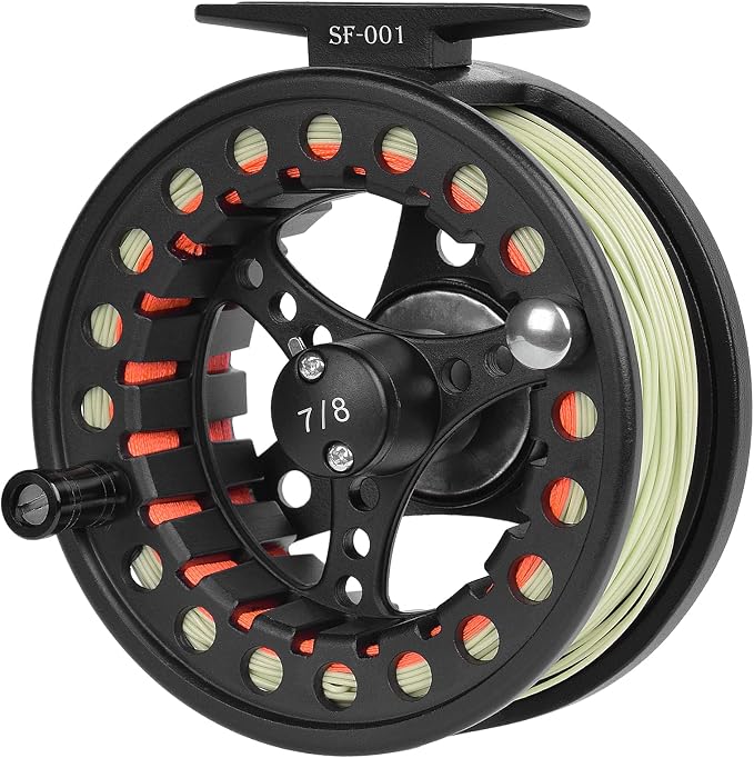 SF SF-001 Large Arbor Fly Fishing Reel with Aluminum Alloy Body 3/4wt 5/6wt 7/8wt Die Cast Pre-Loaded Fly Reel with Line Combo for Trout Bass Carp Pike Panfish