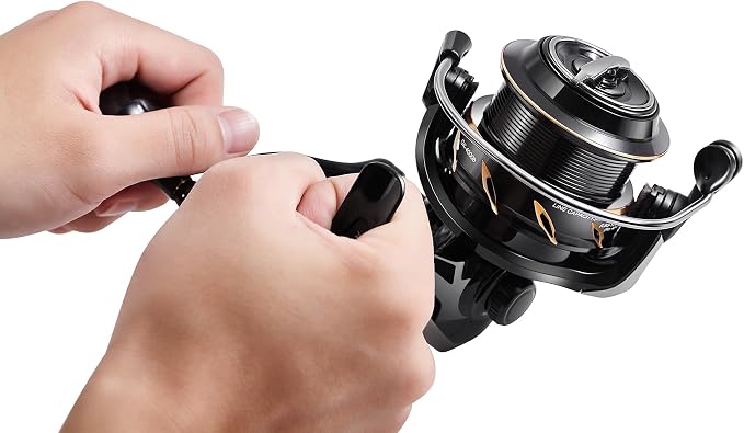 GK Spinning Reel,Fishing Reel Saltwater,Shallow Aluminum Line Cup 5.2:1 Gear Ratio, Upgraded Copper Gears, Metal Handle Knob, Smooth Bearings