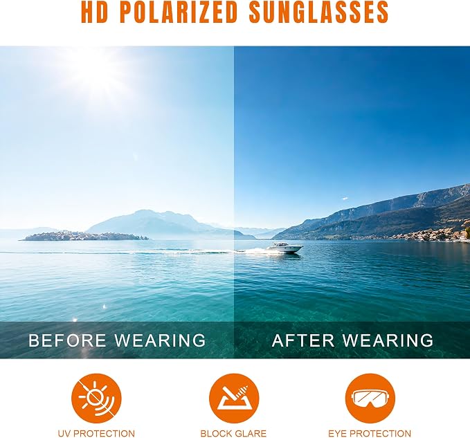 Polarized Sunglasses for Men and Women - Running Glasses UV Protection for Fishing Running Cycling Driving