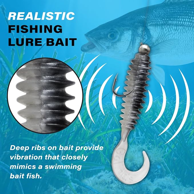 Galida's Grubz Soft Plastic Fish Bait Lures for Fishing | Fishing Bait Lure with Deep Ribs | Great for Beginners and Advanced Fishermen