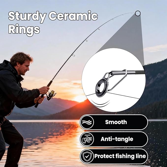 FishTrip Rod Tip Repair Kit, 20/60/70/90/230pcs Fishing Rod Tips Replacement Kit Stainless Steel Ceramic Guides Ring Fishing Pole Eyelets Repair Kit