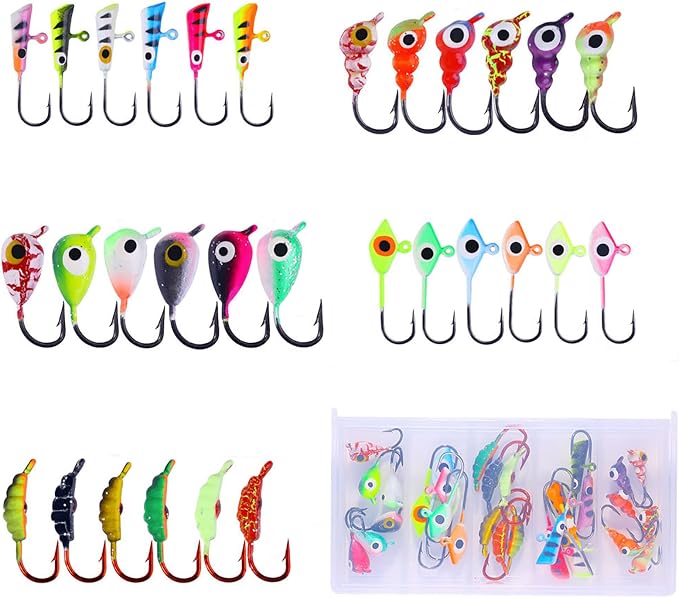 Ice Fishing Jigs Kit Essential Ice Fishing Lures for Beginners to Hook Big Fish and Reel in The Fun!