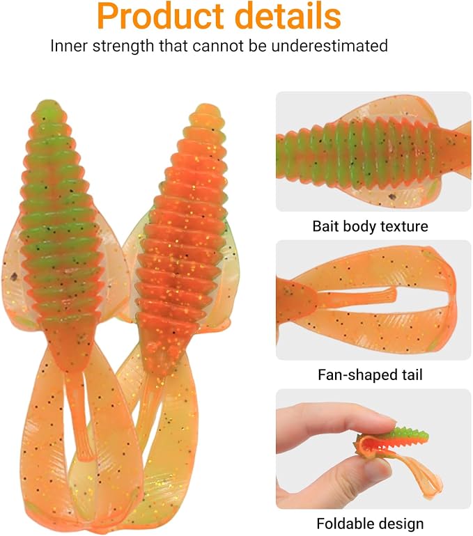 Soft Fishing Lures Set - 20pcs/50pcs/60pcs Floating Worm Baits for Freshwater & Saltwater, Lifelike Slow-Sinking Design, Ideal for Bass Fishing