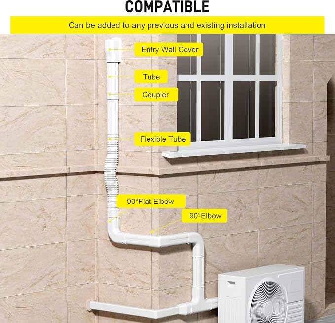 DWALE 4" 17Ft PVC Decorative Line Set Cover Kit, Mini Split line Set Cover,for Ductless Mini Split Air Conditioner and Central AC and Heat Pumps