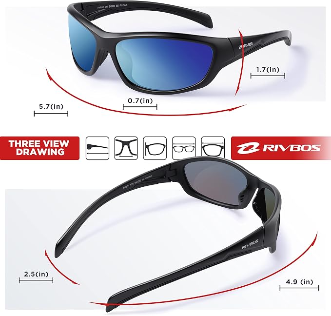 RIVBOS Polarized Sunglasses UV400 Protection for Men's and Women's Fishing, Cycling, and Outdoor Activities RB832