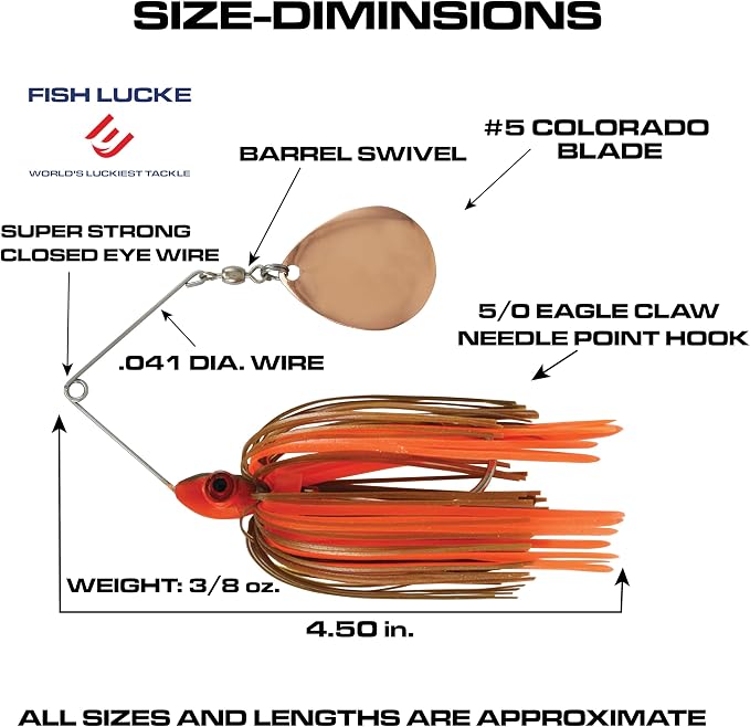 Luck E Strike Redman Spinner Bait by Jimmy Houston, 3/8 Ounce Colorado Spinnerbait