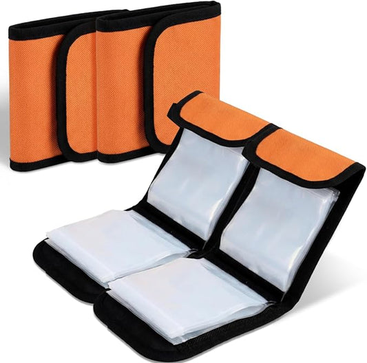 2 Pack Fishing Tackle Binder 20 Pockets Fly Fishing Leader Tippet Line Wallet Leader Organizer Case Lure Storage Bag for Pre-tied Rigs, Leaders, Soft Baits and Lines(Orange)