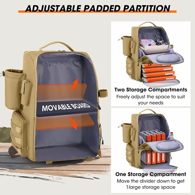 RAINSMORE Fishing Backpack with Rod Holders & Cooler 40L Water Resistant Tackle Backpack with Rain Cover Store Fishing Gear
