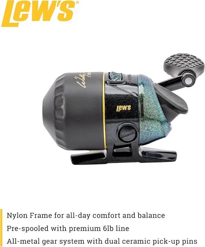 Lew's Wally Marshall Signature Series Spincast Fishing Reel, 2+1 Bearings, 4.3:1 Gear Ratio, All Metal Gears, Reversible Handle (Clam Packaging)