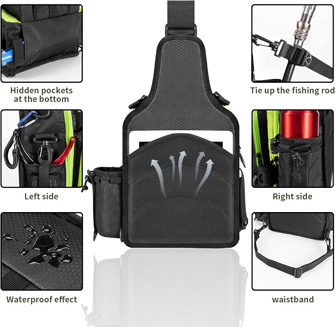 BLISSWILL Outdoor Tackle Bag - Large Water-Resistant Fishing Backpack