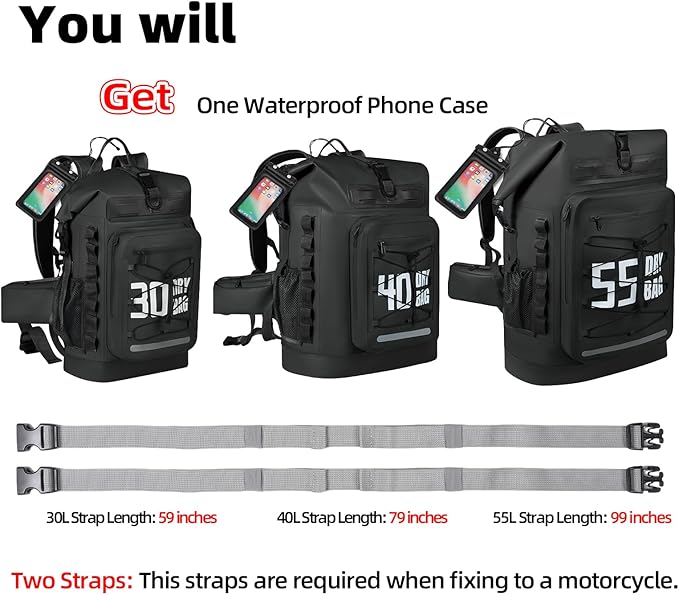 MORXPLOR Dry Bag Waterproof,5L/10L/20L/30L/40L/55L Roll Top Dry Bag Backpack with WaterProof Phone Case for Swim,Kayak