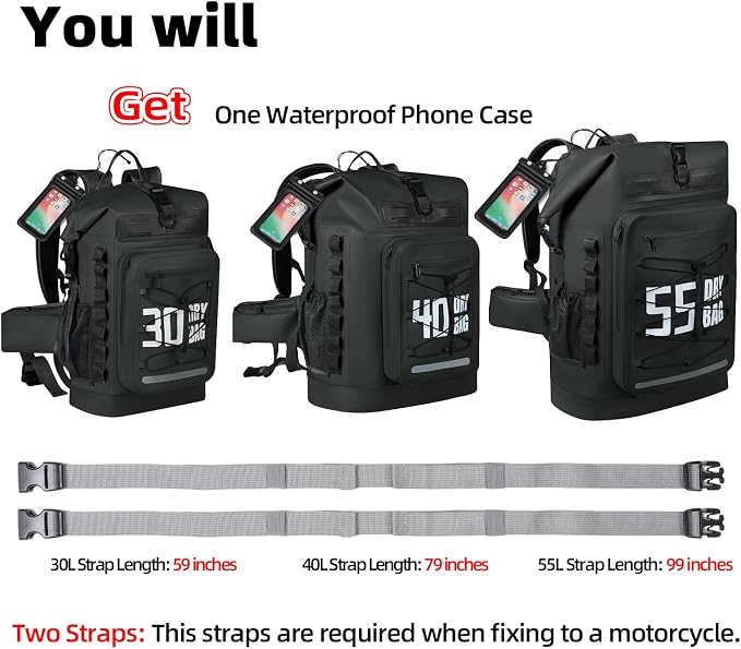MORXPLOR Dry Bag Waterproof,5L/10L/20L/30L/40L/55L Roll Top Dry Bag Backpack with WaterProof Phone Case for Swim,Kayak