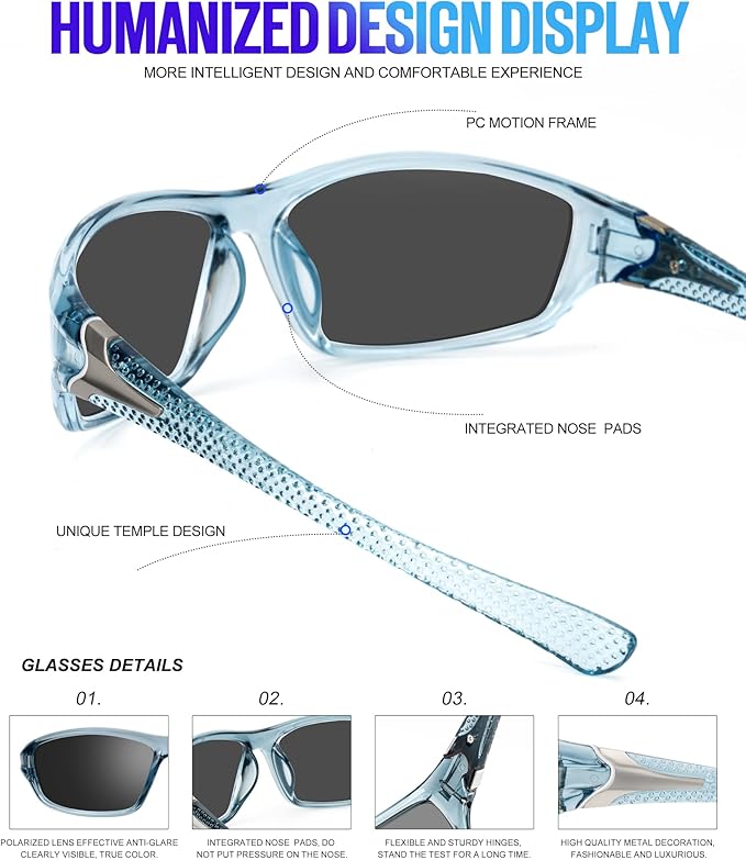 KALIYADI 4 Pack Polarized Sunglasses-Men Sports Sun-glasses: Mens Sunglasses UV Protection for Fishing Driving Cycling