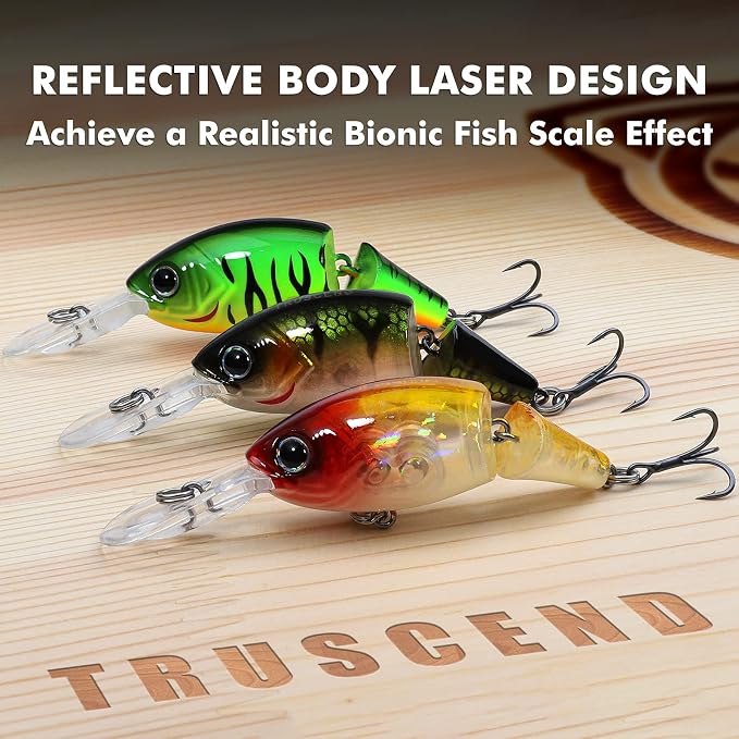 TRUSCEND Swimmax Easy Catch Fishing Lures with BKK Hooks, Wiggling, Vibrating, Rattling and Gurgling for More Bite, Heavy-Duty Dyneema Fiber Jointed Swimbaits for Bass, Trout, Walleye, Crappie, Pike
