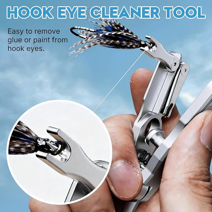 3-in-1 Portable Fishing Line Cutter with Retractor,Mini Stainless Steel Clippers with Retractable Zinger, Universal for Monofilament, Fluorocarbon & Braided Lines,Fly Tying Scissors for Men