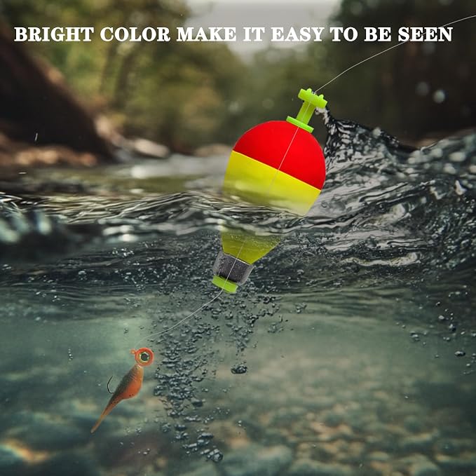 12 Pcs Fishing Bobbers Floats,Snap-on Fishing Bobber Fishing Float Corks Weighted Bobbers for Fishing Crappie Panfish Bluegill Trout